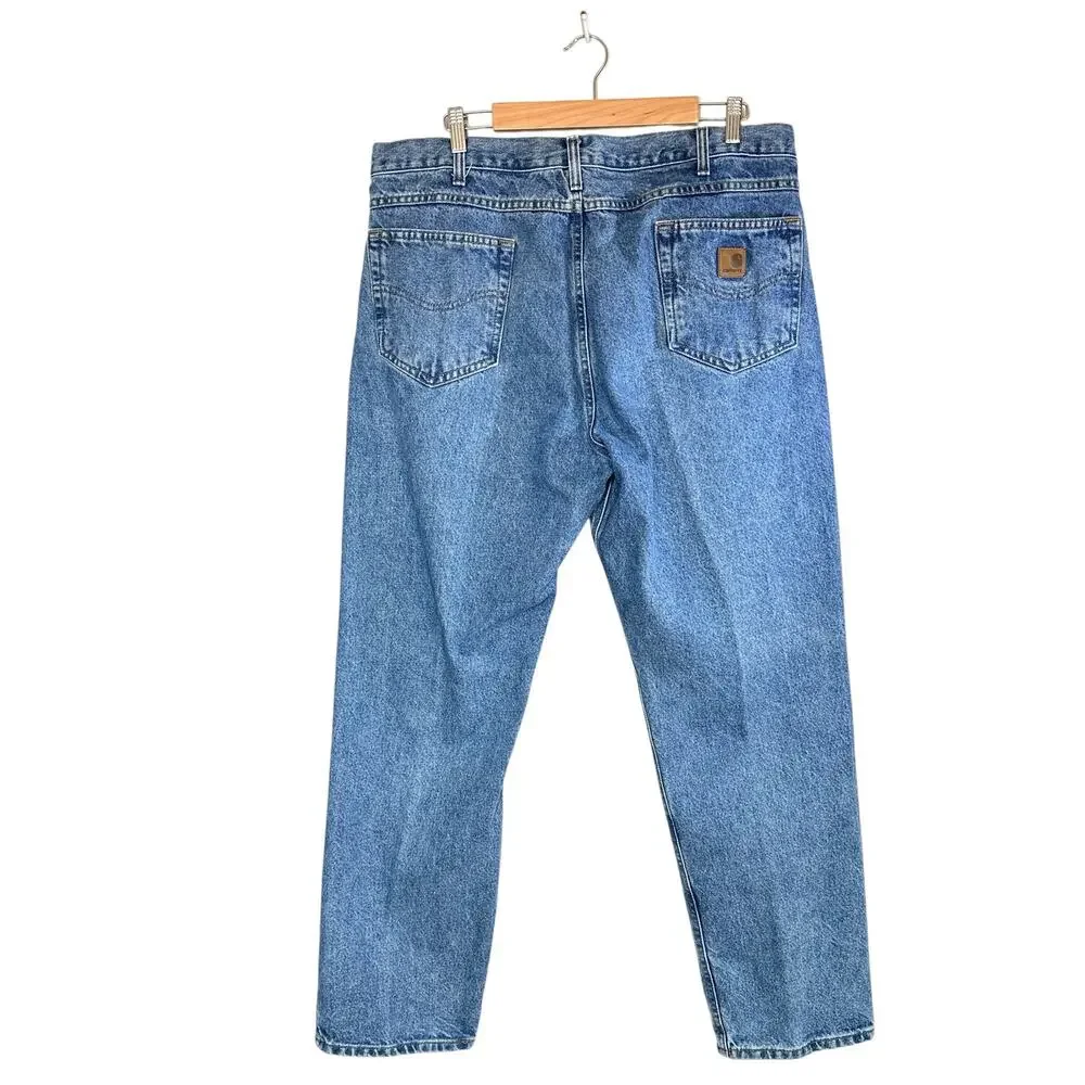 Carhartt B18 Traditional Fit Tapered Denim Jeans Stonewash Medium Blue 40x30